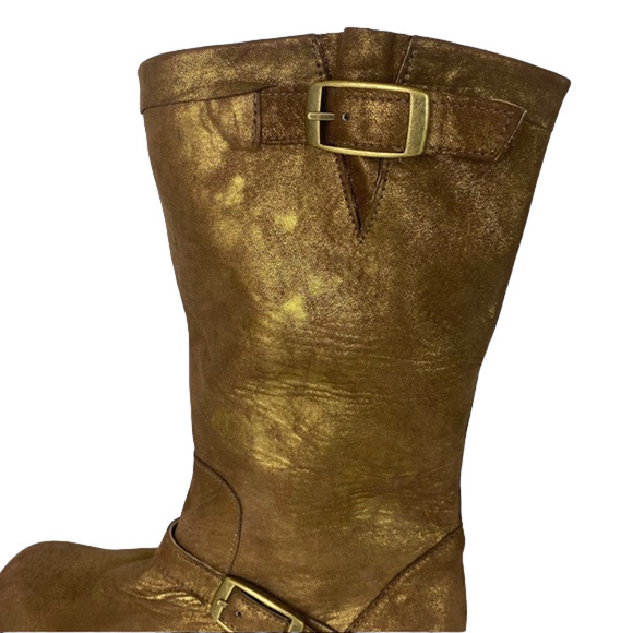 Jim Barnier Womens Engineer E Boot Buckle Gold Distress Size 9 New $425 - Picture 5 of 8
